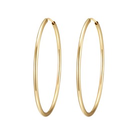 Rafaela Donata Women's Large 40 mm Plain Hoop Earrings in 925 Sterling Silver, Silver