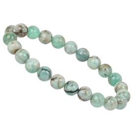 Eledoro PowerBead, Women’s Stretch Bead Bracelet, Made of 8 mm Gemstone Beads, 17 - 18 cm, gemstone, Green