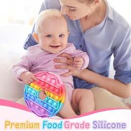 Bubble Fidget Sensory Toys,Cute Donut Push Silicone Squeeze Toy for Autism Anxiety Stress Relief Birthday Party Travel Office Classroom Gifts for Kids Girl Boy Adults