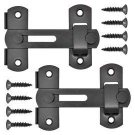 Bailinks 2 Pack Stainless Steel Door Latch, Barn Door Lock, Flip Gate Latch Safety Bolt for Outdoor Garage, Garden, Bathroom, Window, Closet, Wine Cabinet (Black, 4 Inch)