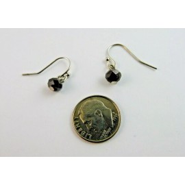 Crux Sideways Cross Necklace Dangle Earrings Dark Gray Crystals Clear Rhinestones