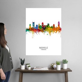 CANVAS ON DEMAND Nashville Tennessee Skyline Wall Decal, Artwork