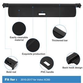 ECCPP Cargo Cover 2010-2017 Fit for Volvo XC60 Flexible Rear Trunk Cover Shade Luggage Tonneau Security Cover