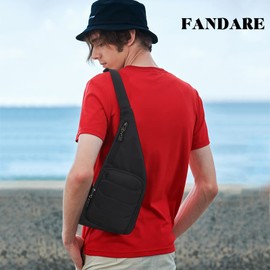 FANDARE Ultralight Chest Bag Sling Bag Men Women Bum Bag Shoulder Bag Crossover Daypacks for Outdoor Travel Camping Hiking Backpacks Crossbody Pack, Black (black B), Sling