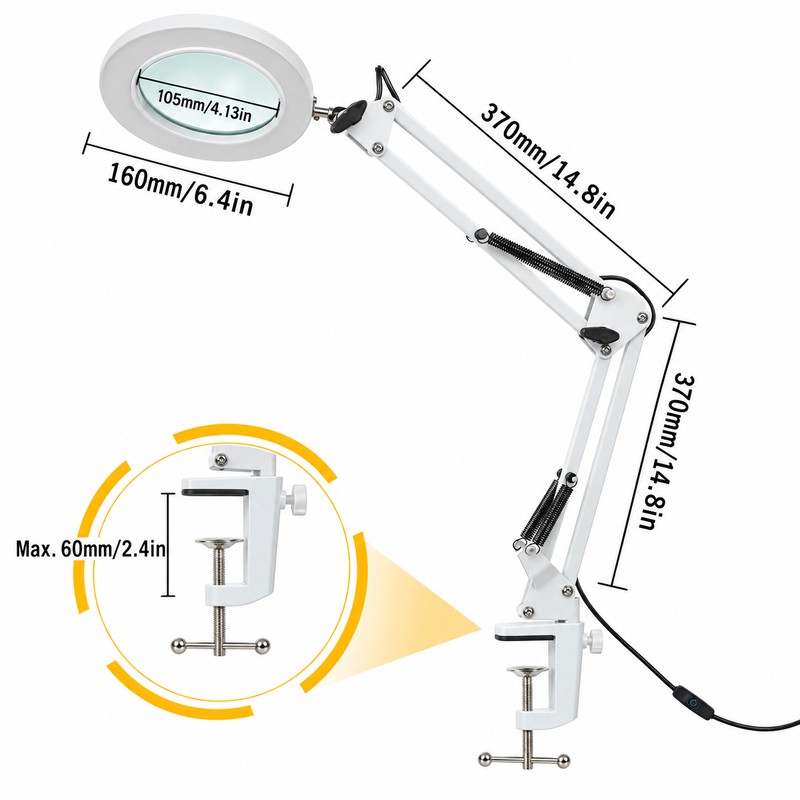 LED Illuminated Magnifying Glass Lamp – 8X/10X Adjustable Magnifier with