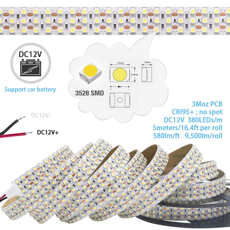 SuperLightingLED High CRl 95 LED Strip Lights 6000K Daylight White,