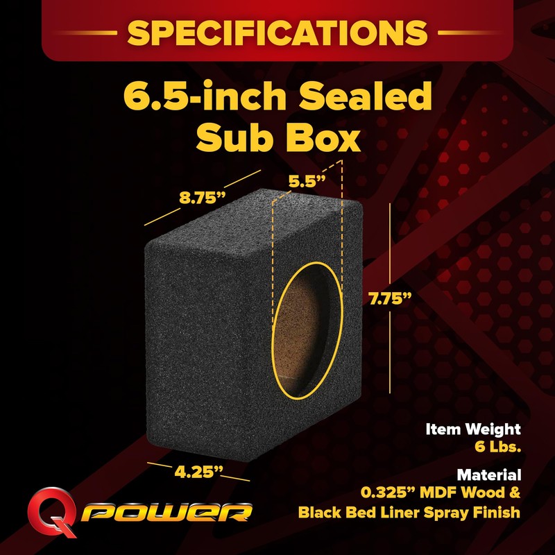 QPower QBomb QBTW6.5 Single 6.50 Inch Heavy Duty MDF Material