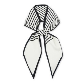 vimate Satin Scarf for Women - Skinny White and Black Striped Scarf for Women Lightweight Handbag Scarf (Style 07)