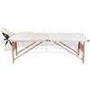 vidaXL Cream White Foldable Massage Table with Solid Wood Frame