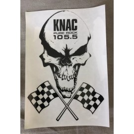 Pure Rock 105.5 KNAC Racing Skull Static Cling Sticker Long Beach Grand Prix NEW