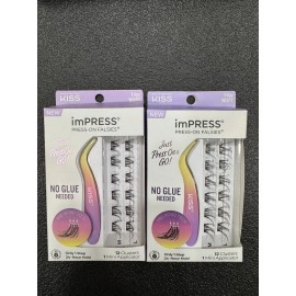 Kiss 2× imPRESS• PRESS-ON FALSIES 12 Eyelash Clusters, 2 Edgy WISPY