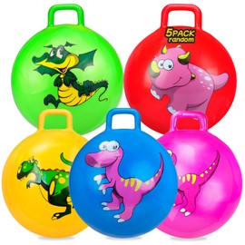 Hymaz 5 Pcs 18 inch Hopper Ball, Dinosaur Toddler Ride On Toys, Bounce Balls with Handles and Air Pump for Kids 2-6 Years, Jumping Hopping Ball for Girl Boy Outdoor Garden Fun Races