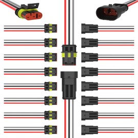 MGYOO 3 Pin Waterproof Electrical Wire Connectors 10 Pack Weather Pack Connectors Kit 20AWG Male and Female Automotive Wire Connectors for Car Truck Motorcycle Boat Auto Wiring