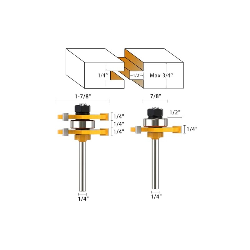 45 Degree Lock Miter Router Bit 1/4 Inch Shank Lock
