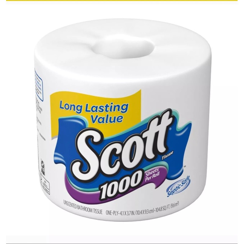 Scott ComfortPlus Toilet Paper, 12 Rolls,1000 Sheets per Roll