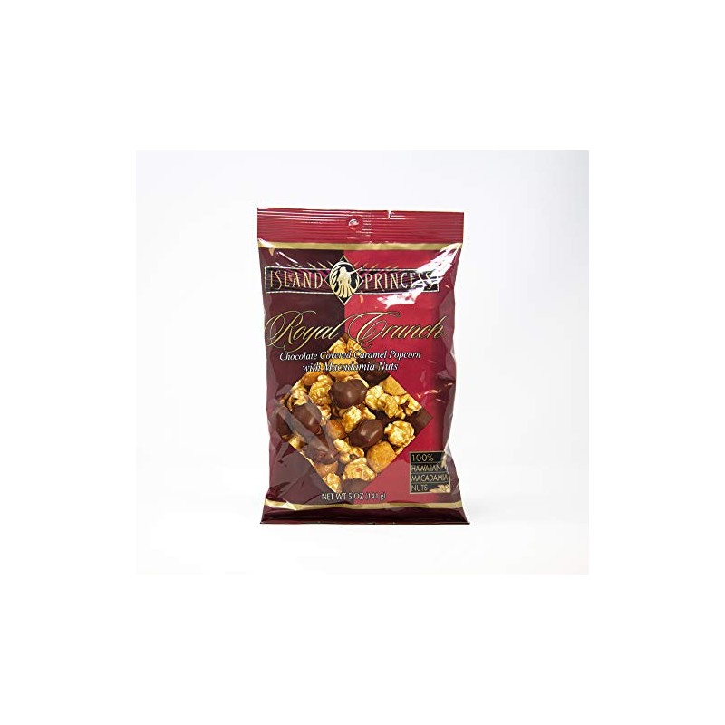 Royal Crunch Chocolate Covered Caramel Popcorn with Macadamia Nuts -