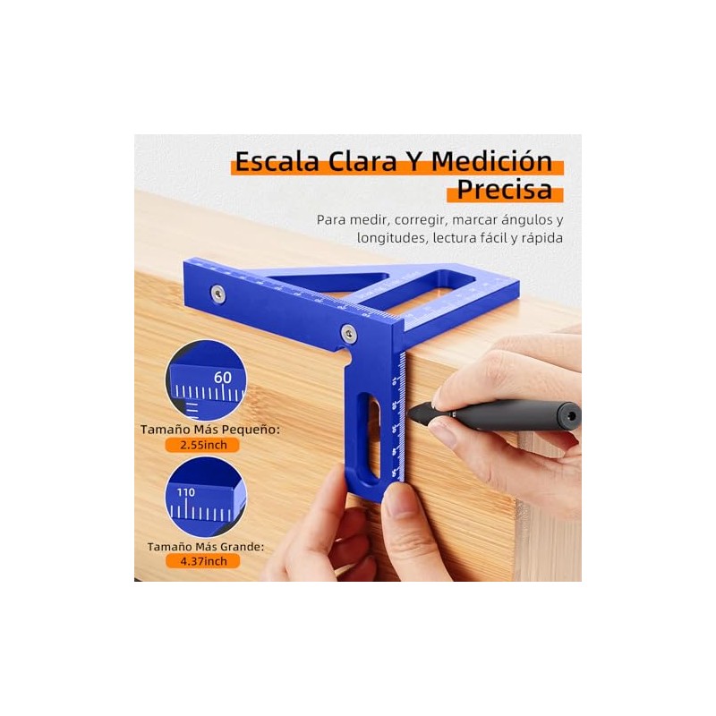 Regla triangular de inglete de aleación de aluminio de 45/90