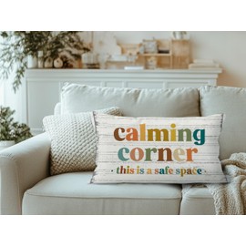 QGFM Calm Down Corner Supplies Pillow Covers 12x20, Therapy Counseling Office Calming Corner Must Haves, Mental Health Decorative Pillow Covers for Kids Bedroom Classroom Therapist Office Style(A)