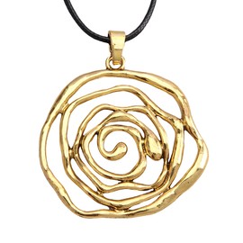 Bjesinmo Boho Leather Necklace Gold Chunky Pendant Necklaces for Women Rose Pendant Funky Necklace Bohemian Necklaces for Women Fashion Jewelry