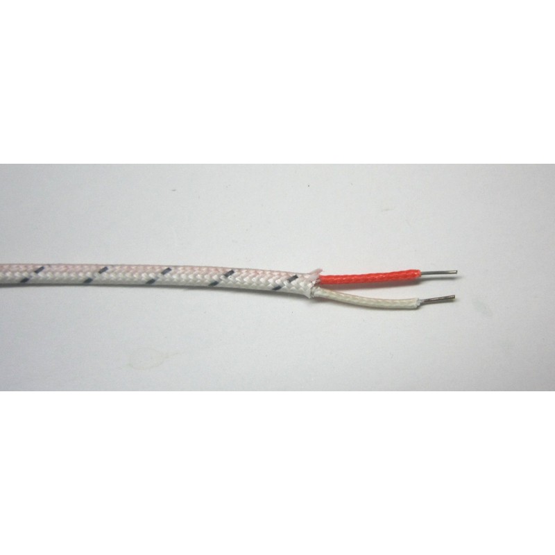 J-Type Thermocouple Wire AWG 24 Solid w. Braided Fiberglass Insulation