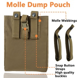 ULIONTAC Tactical Foldable Buckle Pouch - 500D Nylon Roll Up Drop Dump Pouch for Tactical Duty Belt Molle Tool Bag Space Saving (CB)