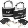 Padlock with Keys, [2 Pack] [4 Keys] Diyife 40mm Small Aluminum Key Padlocks, Anti-Rust Waterproof Padlocks Outdoor Weatherproof Padlock for School, Gym Locker, Cabinets, Gate, Garage, Shed (Black)