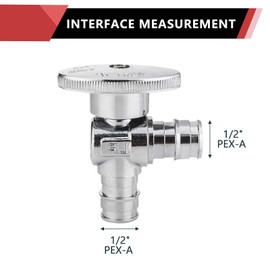 (Pack of 5) EFIELD 1/4 Turn Angle Stop Valve Pex-A Cold Expansion 1/2" Pex X 1/2" Pex Chrome Plated Brass, ASTM F1960