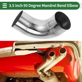 Motoforti 90 Degree Mandrel Exhaust Pipe DIY Custom Car Modified Exhaust Pipe Tubing Piping 89mm/3.5" OD 150mm/5.91" Length 304 Stainless Steel Silver Tone
