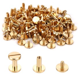 Chicago Binding Screws - 4 mm x 8 mm Binding Post - 10 mm Phillips Nut - Chicago Screw Binding Post Set for DIY Leather Decorations, Scrapbooking, Photo Albums, Bookbinding (Brass, 25 Pieces)