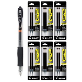 Pilot G2 Gel Ink Roller Ball, Black Extra Fine 1 Pen & 12 Refills (31103-77232)