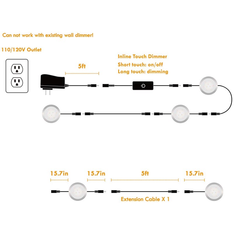 Lvyinyin Under Cabinet Lighting Dimmable LED Puck Lights, Above or