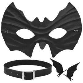 NIDHFG 1 Piece Bat Mask, 2 Piece Hairpins And 1 Piece Leather Collar, Masquerade Mask, Role-Playing Props, Party Costume Accessories.
