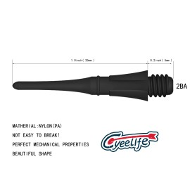 Cyeelife Soft Dart tips Plastic 250Packs-2BA Dart points-7Colors - Black 250pcs