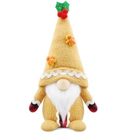 Gehydy Christmas Gonk Decorations Handmade Candy Gnome Plush Stuffed Xmas Decor for Home Kitchen Farmhouse - Yellow Brown