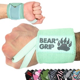 BEAR GRIP - Weight lifting wrist support wraps (Sold in pairs) (AQUA-WRAPS)