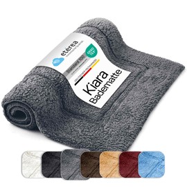 etérea Kiara Cotton Bath Mat, Toilet Mat, Washable Ökotex 100 Certified, Soft, Fluffy and Low Harmful In Size 50 x 80 cm and Anthracite