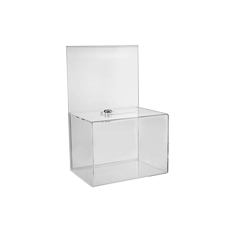 Donation Acrylic Charity Ballot box Fundraising Coin collection Box Tip