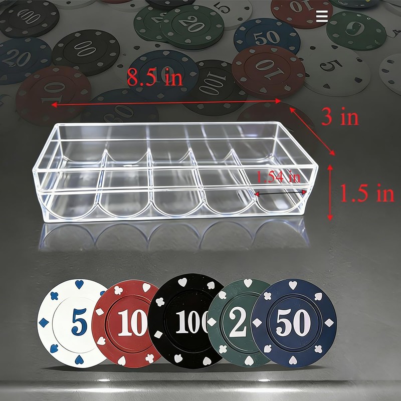LazTeaSut 2-Pack Clear Acrylic Poker Chip Rack with Lid, 100-Chip