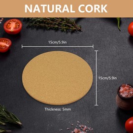 Flintronic Heat Trivet, 3PCS 15cm Cork Trivet, 5mm Thick Round Cork Coaster, Multifunctional Heatproof Table Mat, Reusable Kitchen Hot Pads for Hot Pots, Pans, Kettles, Potted Plants