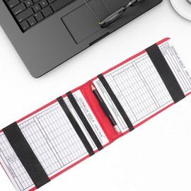 INOOMP Leather Point Record Book Golf Stats Book Golf Scorecard Clipboard Pro Scorebook Portable Score Memory Book Leather Golf Yardage Book Gol