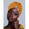 Wosois HeadWrap Hair Turbans African Turban Flower Pearl Crystal Twisted