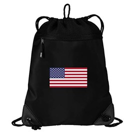 Broad Bay USA Flag Drawstring Bag American Flag Cinch Pack Backpack UNIQUE MESH & MICROFIB