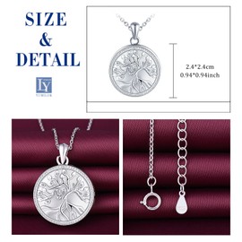 Yumilok Chain Necklace for women Tree of Life Zirconia rund Open Photo Picture Locket Necklace 925 Sterling Silver