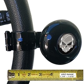 Tricktoppers Metal Heavy Duty Universal Gloss Black Aluminum Steering Wheel Spinner Suicide Brody Knob For Hot Rod Customs Car Truck SUV Tractor Trailer Big Rig Boat (USA BRAND) Skull Face Silver