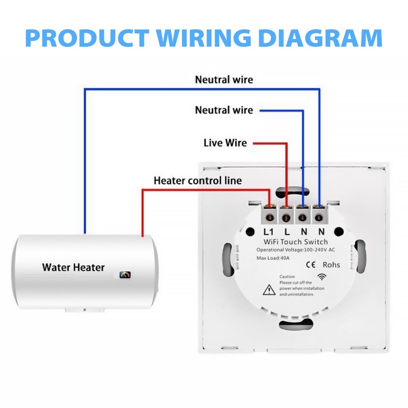 Smart Immersion Heater Timer Switch, 40A 8000W WiFi Water Heater