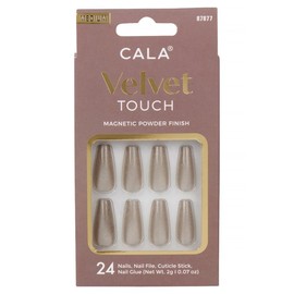 CALA. - "Velvet Touch" uñas postizas medianas (24 uñas postizas en 12 tamaños, mineral con terminado magnético)