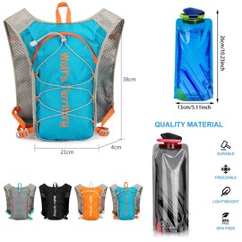 Running Vest for Men and Women, Hydration Backpack 1.4L, Running Vest, Hydration Vest Running with 700 ml Water Bottle, Pack of 2, 700 ml Foldable Drinking Bottle, Hydration Backpack Running Trail