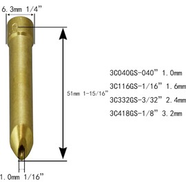 RIVERWELD TIG Long Wedge Collet Tungsten Adapter Gas Saver 3C332GS 3/32" 2.4mm Fit DB SR WP 17 18 26 TIG Welding Torch Pack of 10