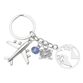 Airplane Keychains for Women Men Traveller Gifts for Best Friend Daughter Son Gifts for Flight Attendants Pilots Safe Travels Gift Ideas Aircraft Flight Key Chains for Backpack Jeans Key