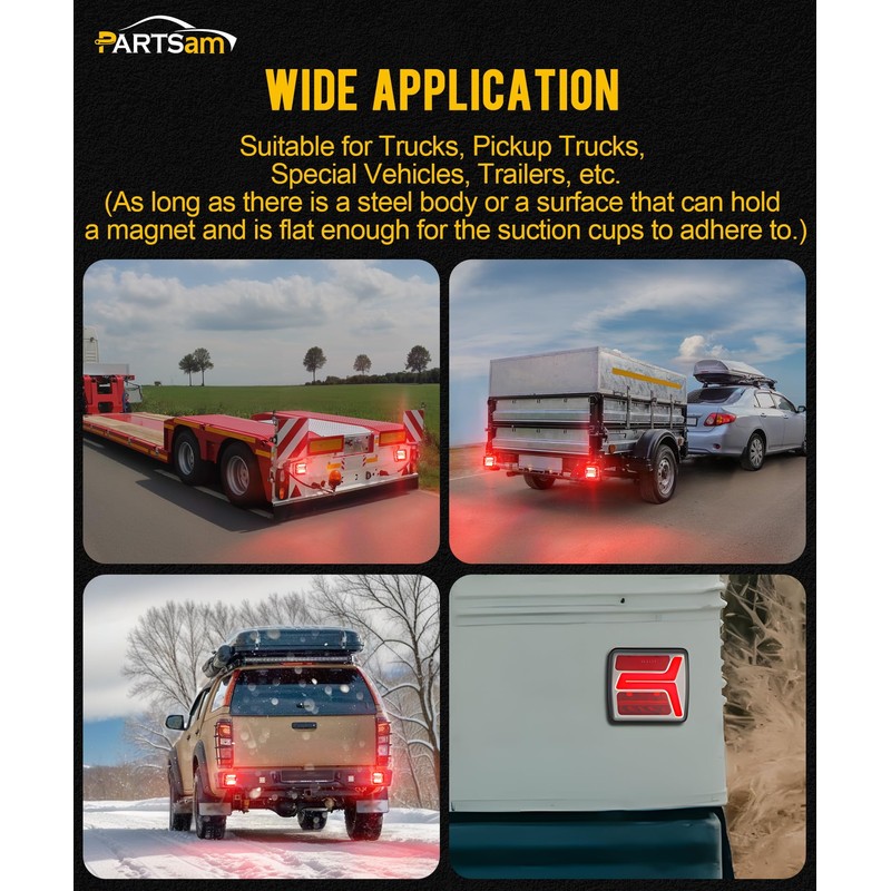 Partsam LED Wireless Trailer Lights Kit Magnetic Towing Tail Lights